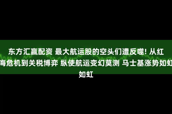东方汇赢配资 最大航运股的空头们遭反噬! 从红海危机到关税博弈 纵使航运变幻莫测 马士基涨势如虹